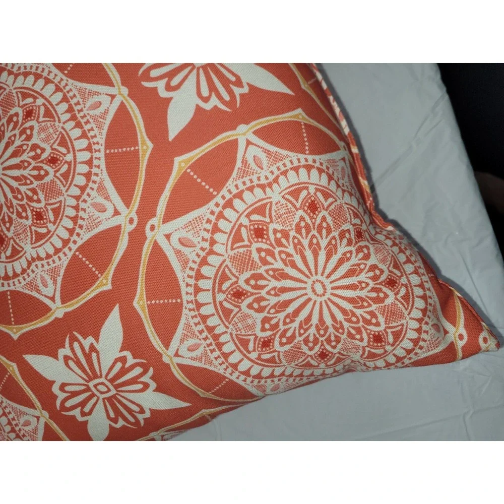 Pottery Barn Orange Print Accent Throw Pillow 20